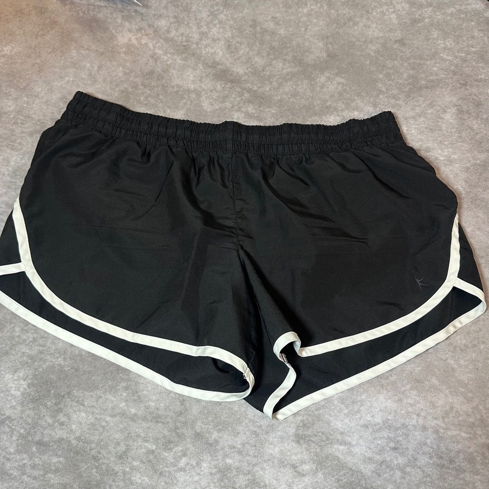 Danskin Now Womens Running Shorts Size L 12-14 Black White Athletic Gym Workout